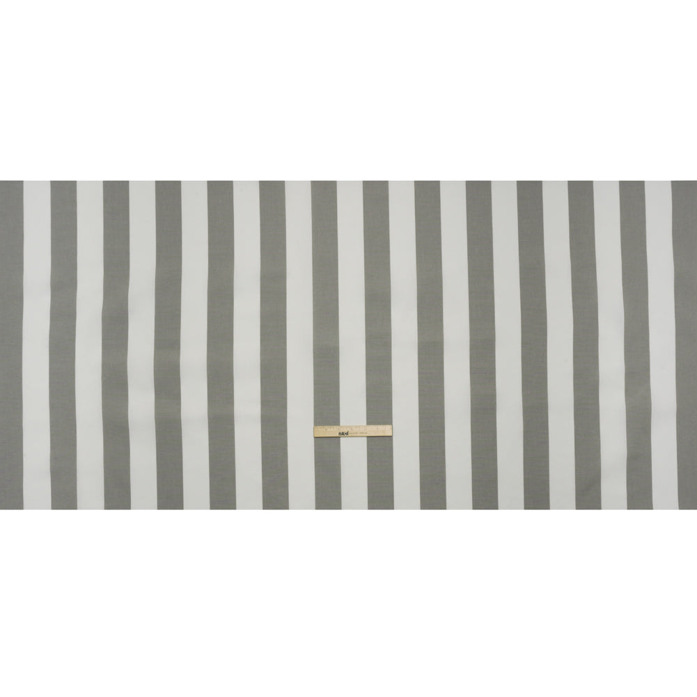 Outdoor Canvas - Light Gray and White Awning Stripes - Full Outdoor Canvas - Light Gray and White Awning Stripes - Full