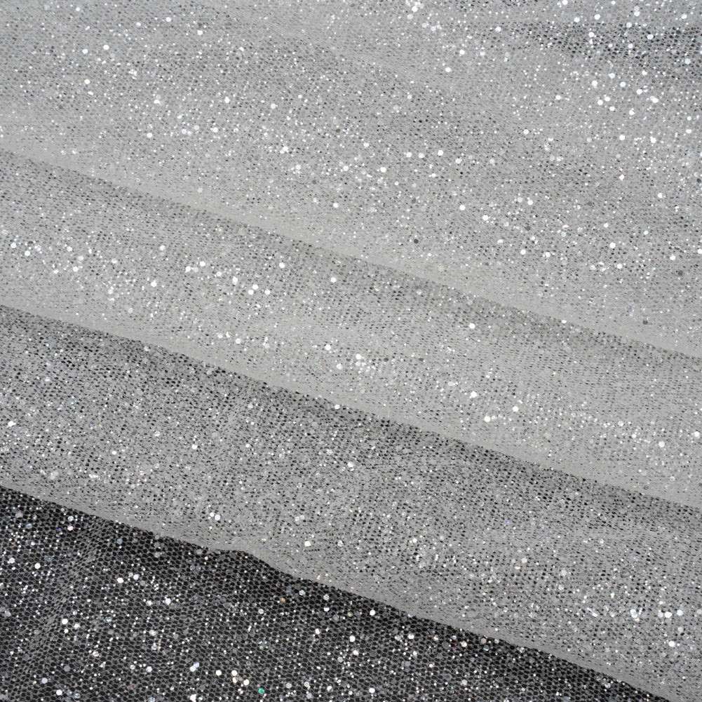 Glitter Tulle 5-yard Bundle - Silver on White Glitter Tulle 5-yard Bundle - Silver on White