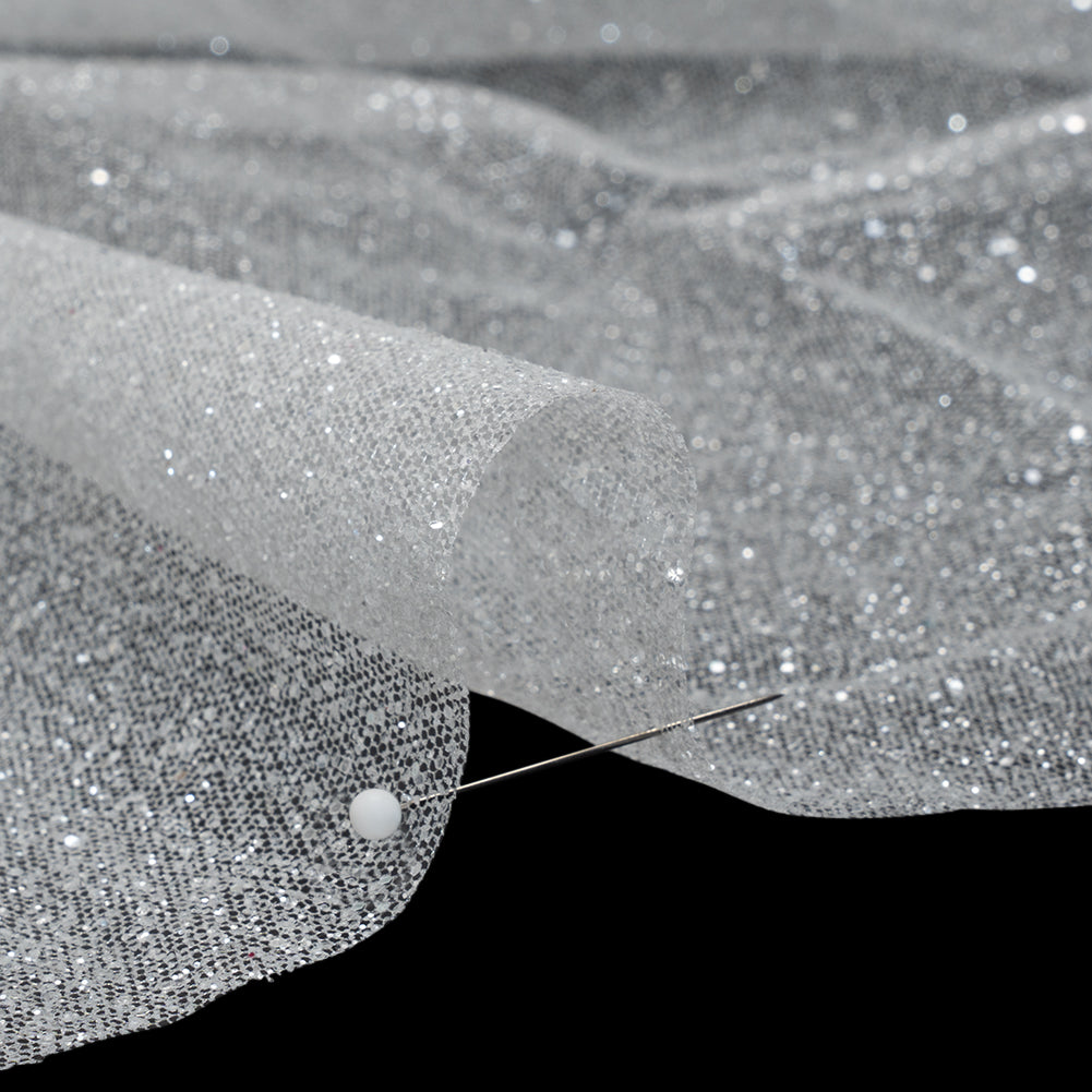 Glitter Tulle 5-yard Bundle - Silver on White Glitter Tulle 5-yard Bundle - Silver on White