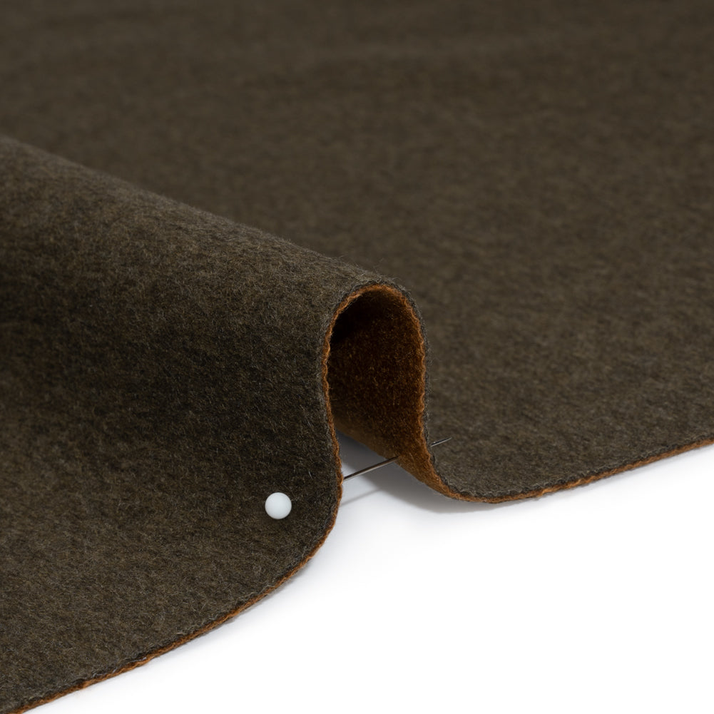 Cashmere Double Cloth Coating Made in Italy - Brown Olive and Adobe Brown - Deadstock Cashmere Double Cloth Coating Made in Italy - Brown Olive and Adobe Brown - Deadstock