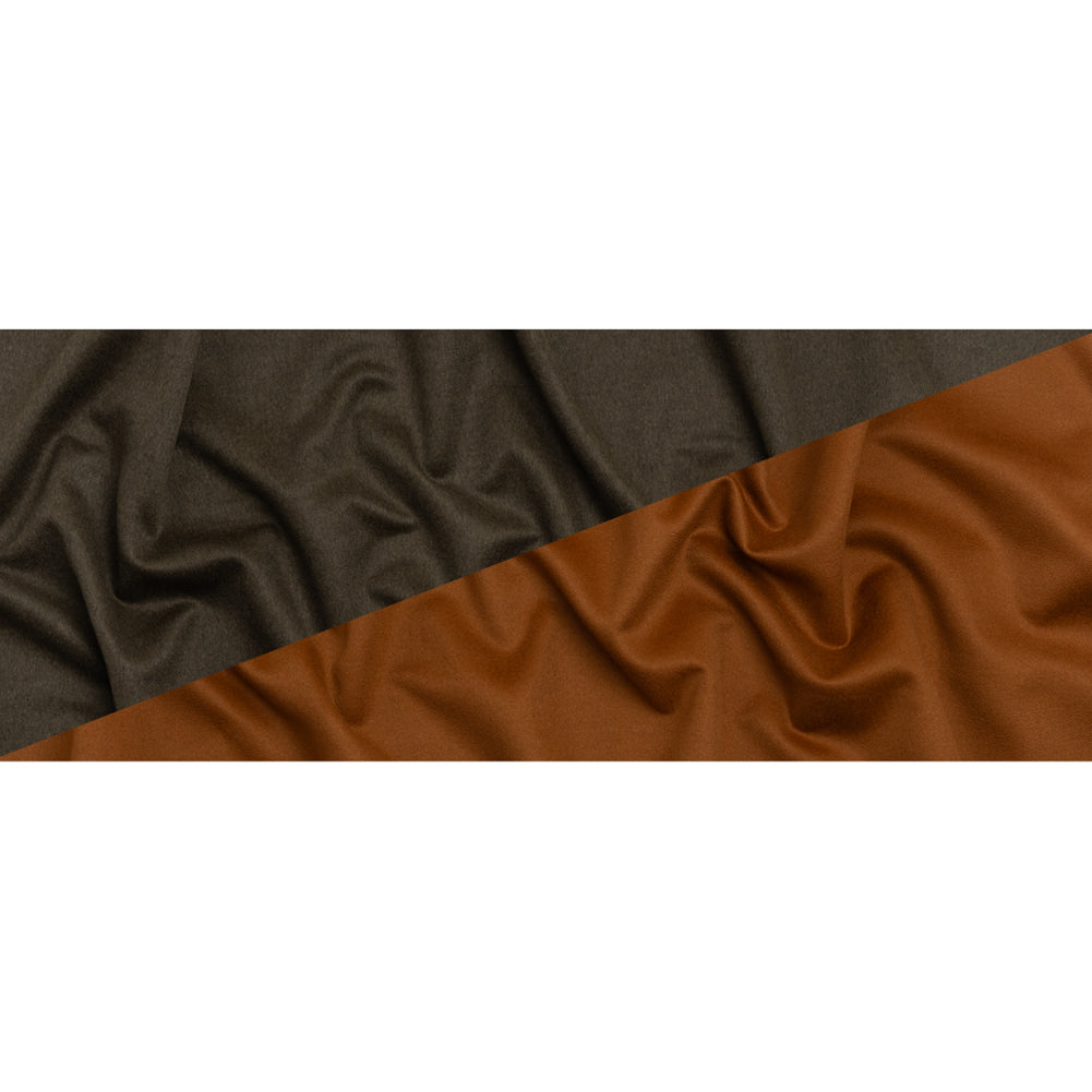 Cashmere Double Cloth Coating Made in Italy - Brown Olive and Adobe Brown - Deadstock Cashmere Double Cloth Coating Made in Italy - Brown Olive and Adobe Brown - Deadstock