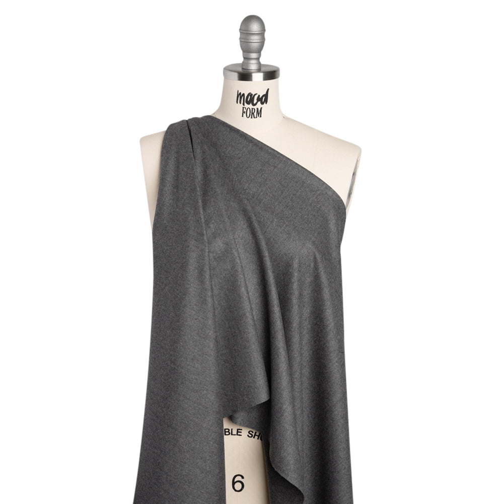 Super 120 Wool Flannel Suiting Made in Italy - Heathered Gray - Deadstock