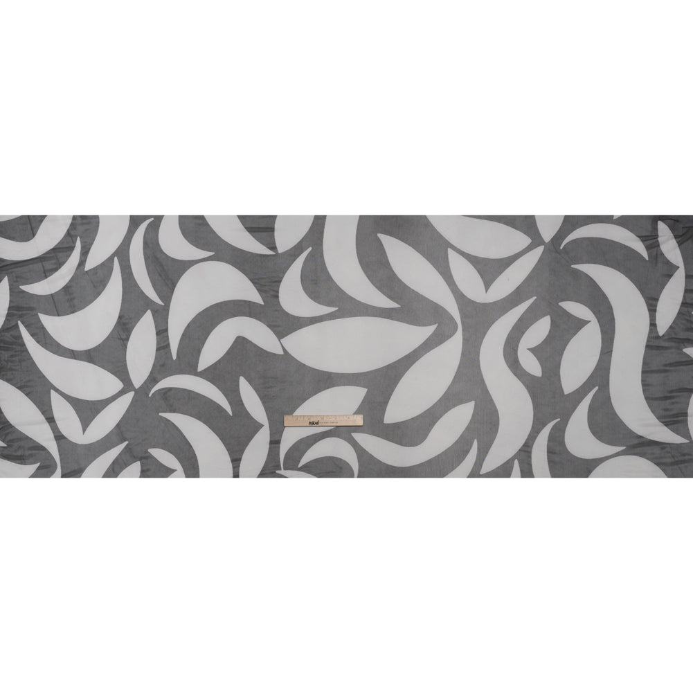 Stretch Polyester Mesh Print - Ivory and Black Abstract - Designer Deadstock Full Stretch Polyester Mesh Print - Ivory and Black Abstract - Designer Deadstock Full