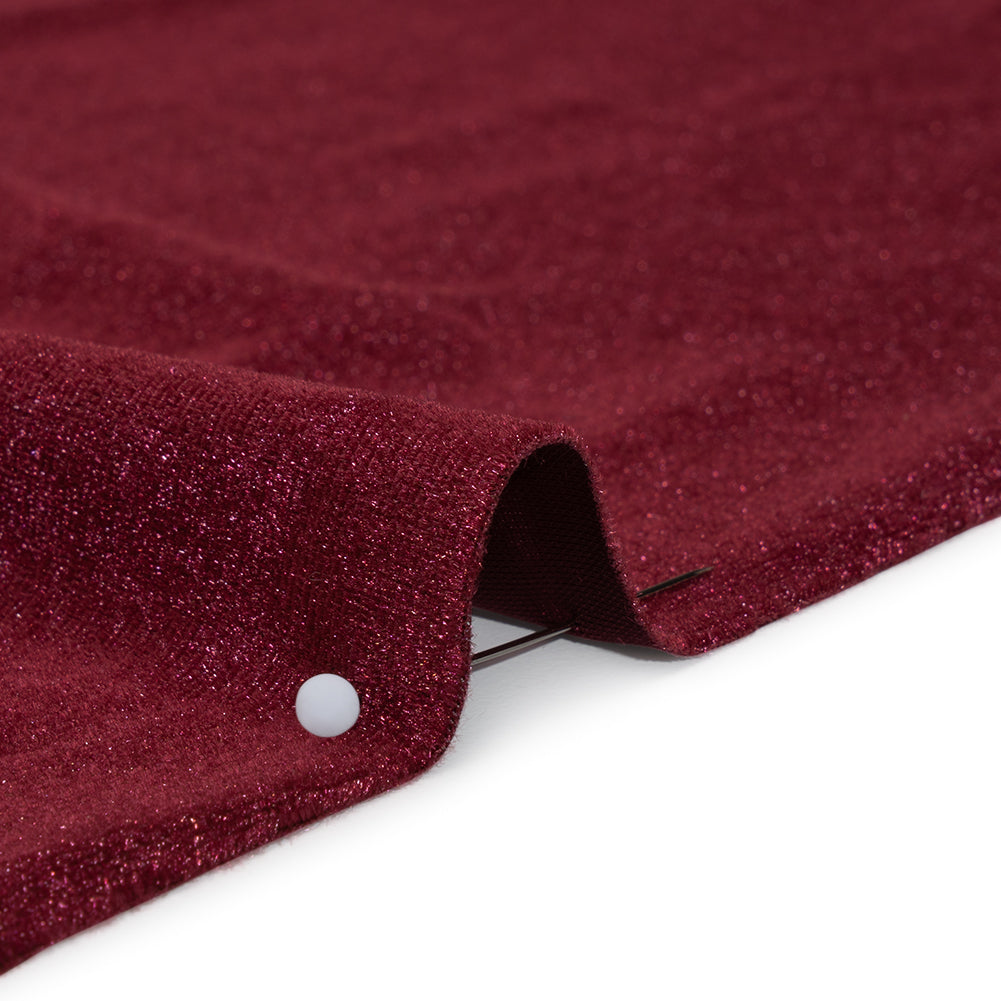 Stretch Polyester Velour - Burgundy - Designer Deadstock Stretch Polyester Velour - Burgundy - Designer Deadstock