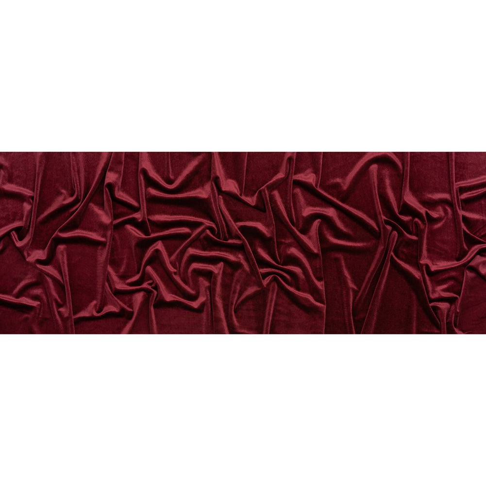 Stretch Polyester Velour - Burgundy - Designer Deadstock Stretch Polyester Velour - Burgundy - Designer Deadstock