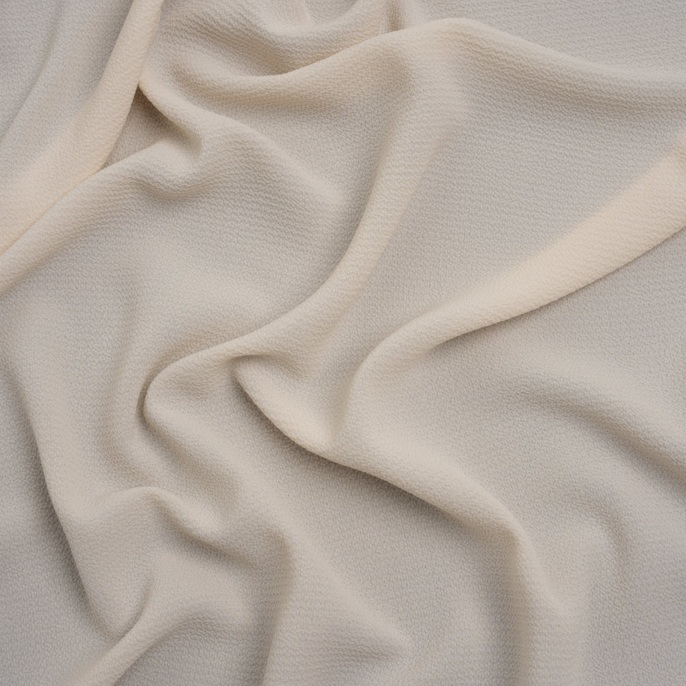 Puckered Lightweight Polyester Crepe - Light Beige - Designer Deadstock Puckered Lightweight Polyester Crepe - Light Beige - Designer Deadstock