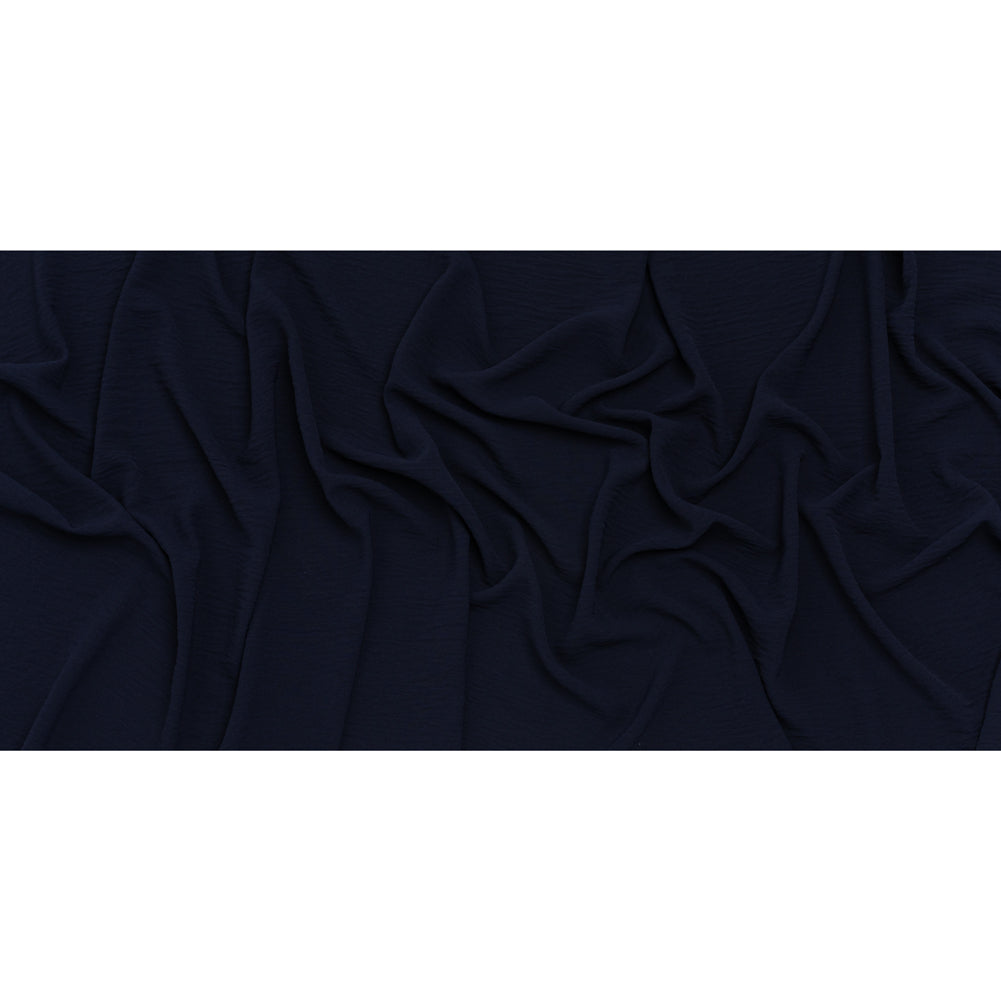 Crinkled Polyester Crepe - True Navy - Designer Deadstock Crinkled Polyester Crepe - True Navy - Designer Deadstock