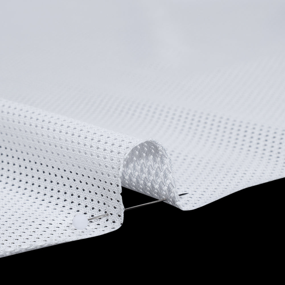 Polyester Athletic Mesh - White - Designer Deadstock Polyester Athletic Mesh - White - Designer Deadstock