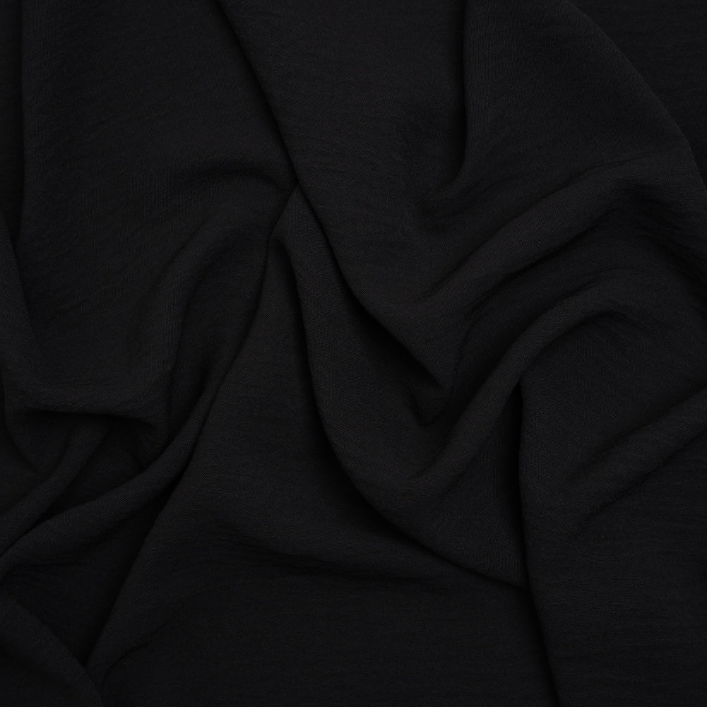 Stretch Textured Polyester Woven - Black - Designer Deadstock Stretch Textured Polyester Woven - Black - Designer Deadstock