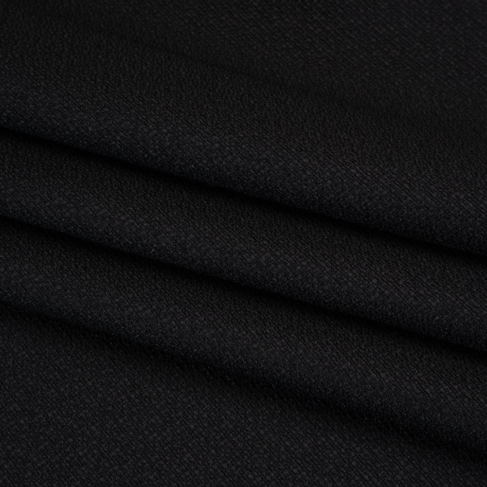 Stretch Textured Polyester Woven - Black - Designer Deadstock - Folded Stretch Textured Polyester Woven - Black - Designer Deadstock - Folded