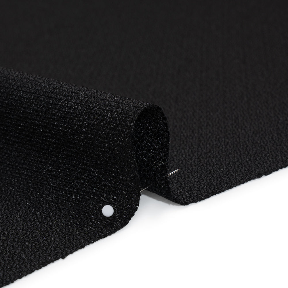 Stretch Textured Polyester Woven - Black - Designer Deadstock - Detail Stretch Textured Polyester Woven - Black - Designer Deadstock - Detail
