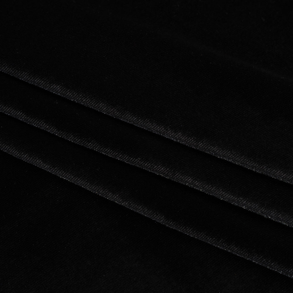 Stretch Polyester Velour - Black - Designer Deadstock Folded Stretch Polyester Velour - Black - Designer Deadstock Folded