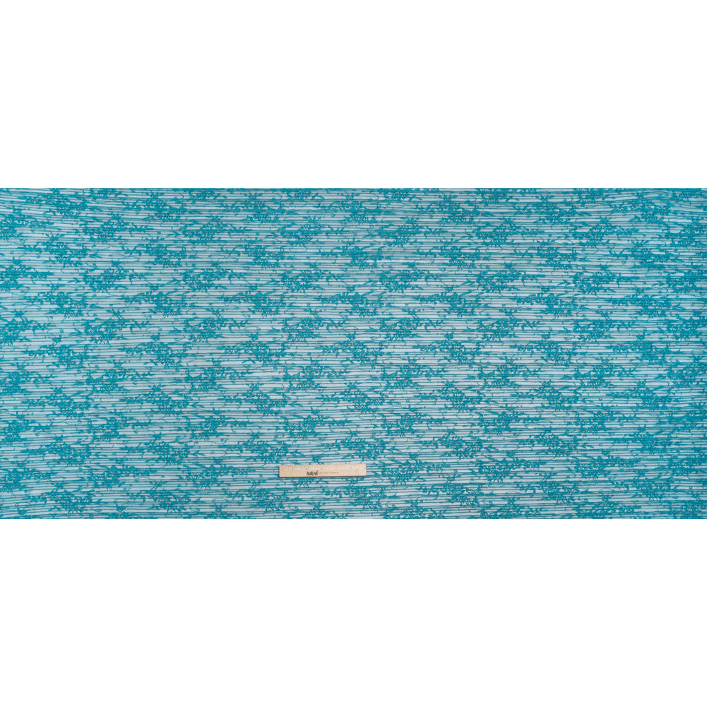 Plisse Lace - Turquoise Floral - Designer Deadstock Plisse Lace - Turquoise Floral - Designer Deadstock