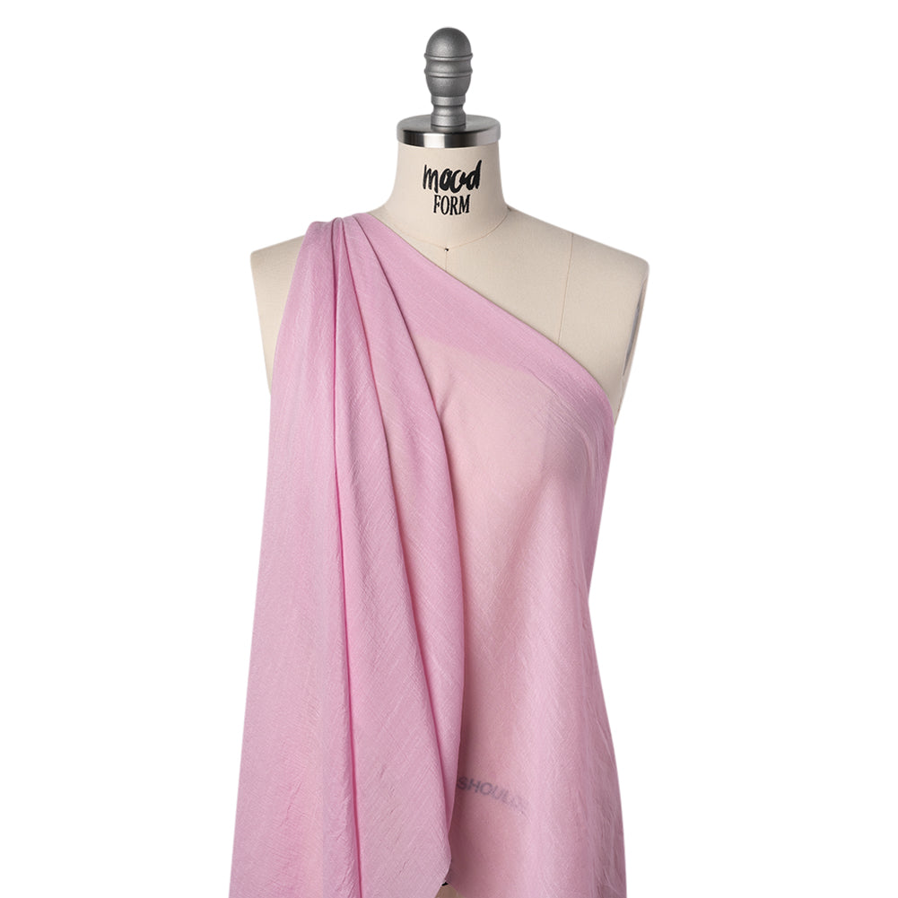 Slubbed Rayon and Polyester Woven - Prima Pink - Designer Deadstock - Folded Slubbed Rayon and Polyester Woven - Prima Pink - Designer Deadstock - Folded