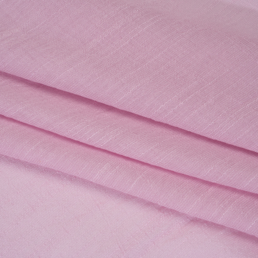 Slubbed Rayon and Polyester Woven - Prima Pink - Designer Deadstock - Detail Slubbed Rayon and Polyester Woven - Prima Pink - Designer Deadstock - Detail
