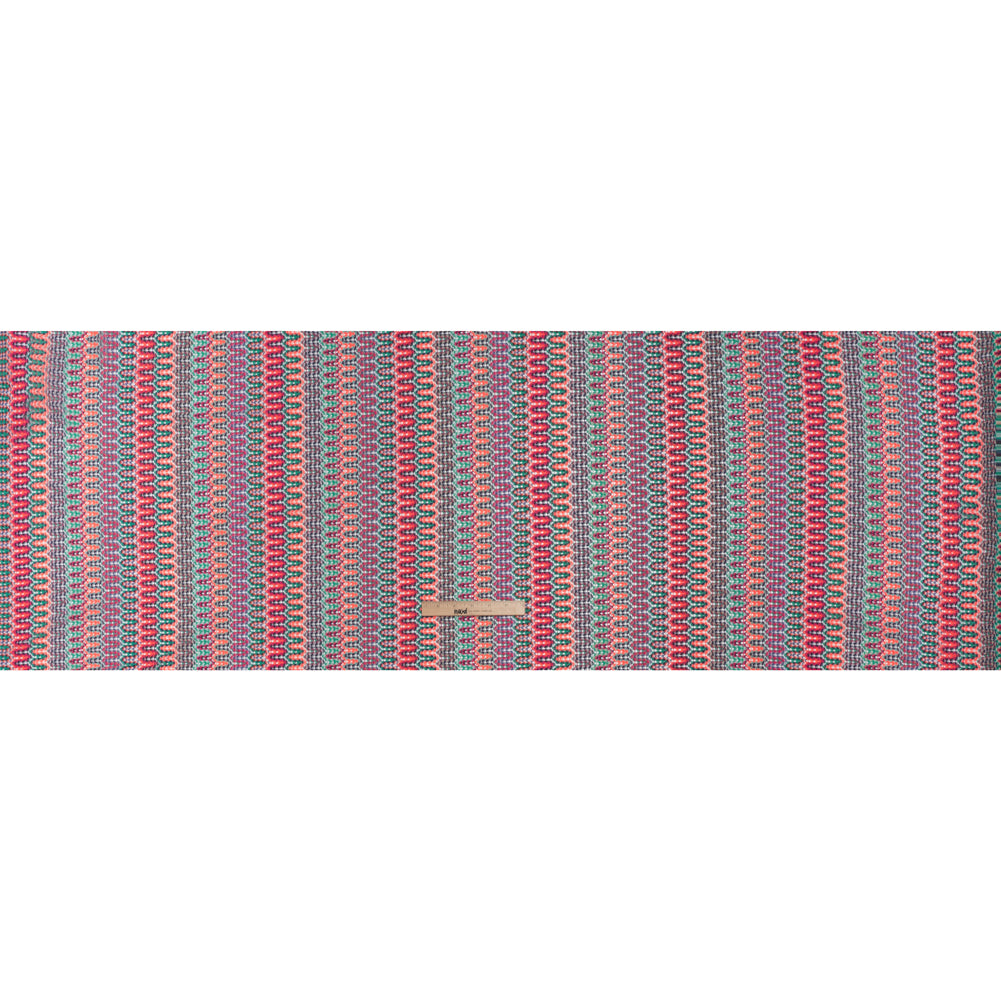 Lacy Sweater Knit with Metallic Accents - Magenta, Neon Orange and Teal Wave Stripes - Designer Deadstock - Full - Image 5 of 5 Lacy Sweater Knit with Metallic Accents - Magenta, Neon Orange and Teal Wave Stripes - Designer Deadstock - Full - Image 5 of 5