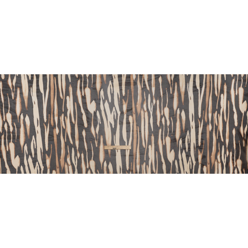 Polyester Stretch Mesh Print - Brown and Beige Painter Animal Stripes - Designer Deadstock Polyester Stretch Mesh Print - Brown and Beige Painter Animal Stripes - Designer Deadstock