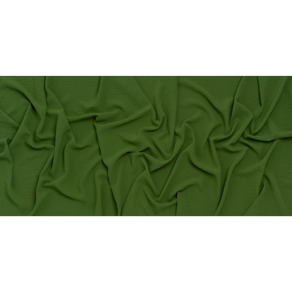 Crinkled Polyester Crepe - Kale Green - Designer Deadstock Crinkled Polyester Crepe - Kale Green - Designer Deadstock