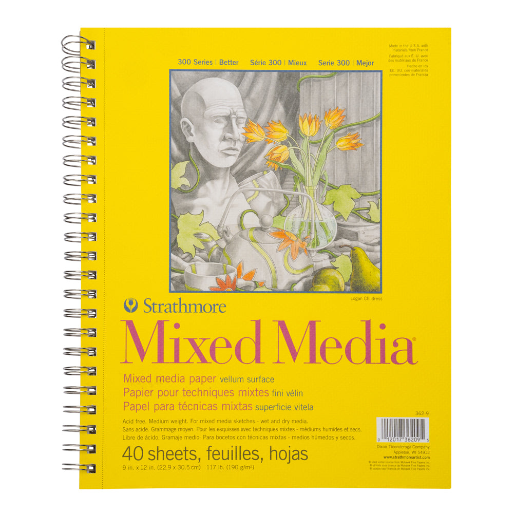 Strathmore 300 Series Mixed Media Spiral Pad, Micro Perforated - 40 Sheets, 117lb - 9" x 12" Strathmore 300 Series Mixed Media Spiral Pad, Micro Perforated - 40 Sheets, 117lb - 9" x 12"