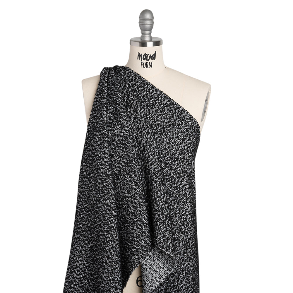 Tweedy Boucle - Black and White Abstract - Deadstock - Drape Tweedy Boucle - Black and White Abstract - Deadstock - Drape