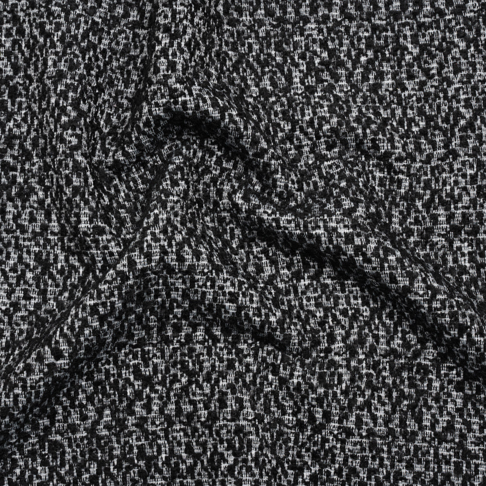Tweedy Boucle - Black and White Abstract - Deadstock Tweedy Boucle - Black and White Abstract - Deadstock
