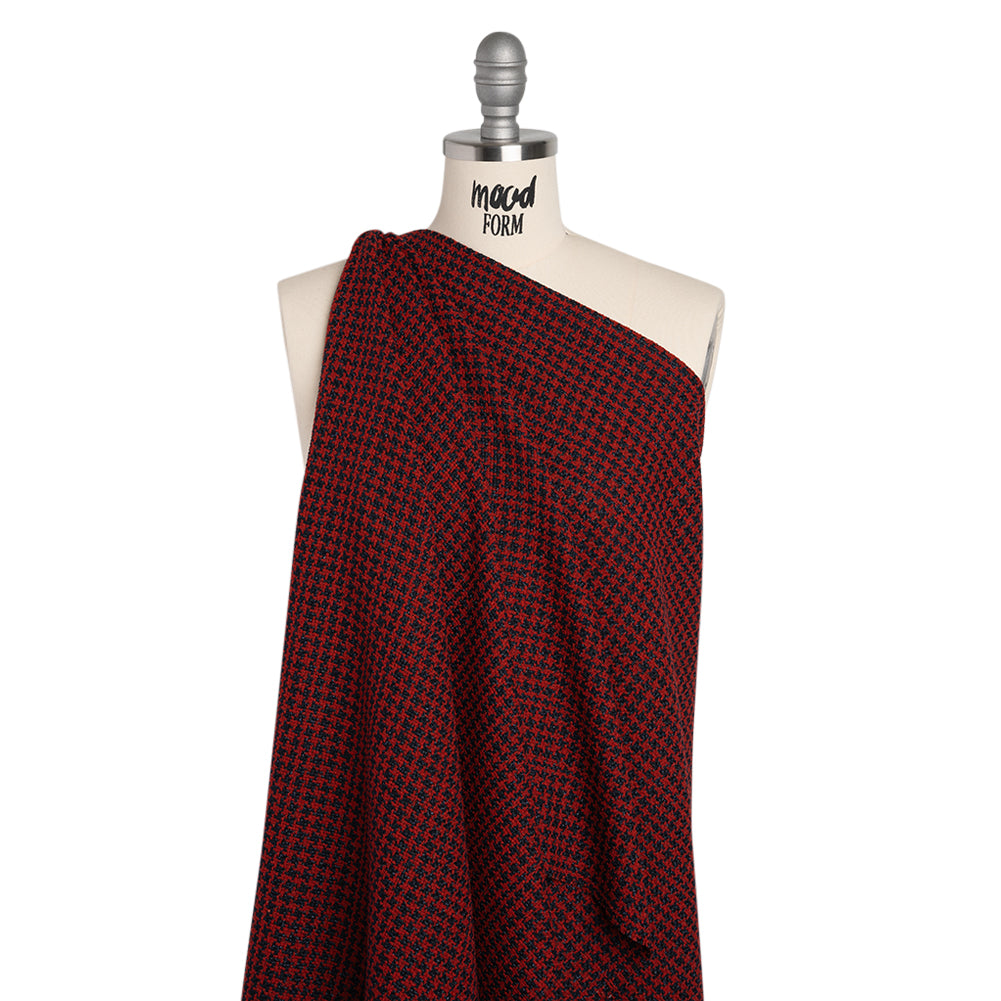 Metallic Tweed - Red and Navy Houndstooth - Deadstock Metallic Tweed - Red and Navy Houndstooth - Deadstock
