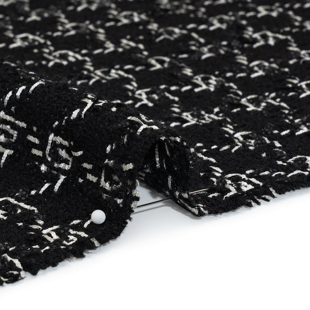 Crepe Polyester Woven - Black and White Plaid - Deadstock Crepe Polyester Woven - Black and White Plaid - Deadstock