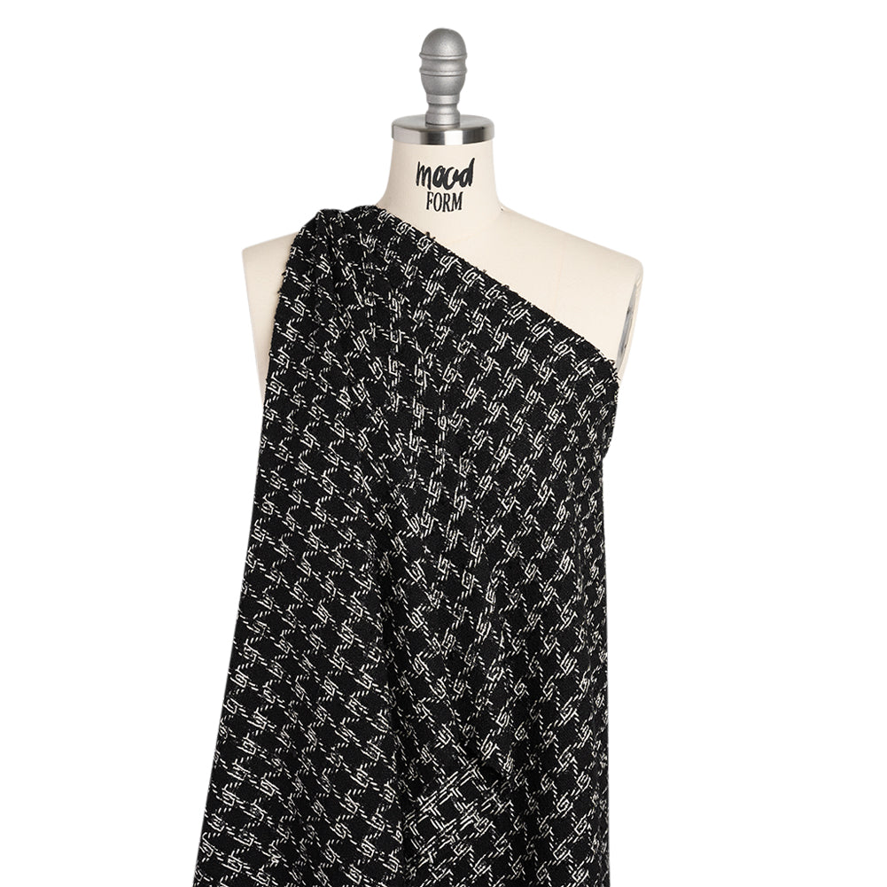 Crepe Polyester Woven - Black and White Plaid - Deadstock Crepe Polyester Woven - Black and White Plaid - Deadstock