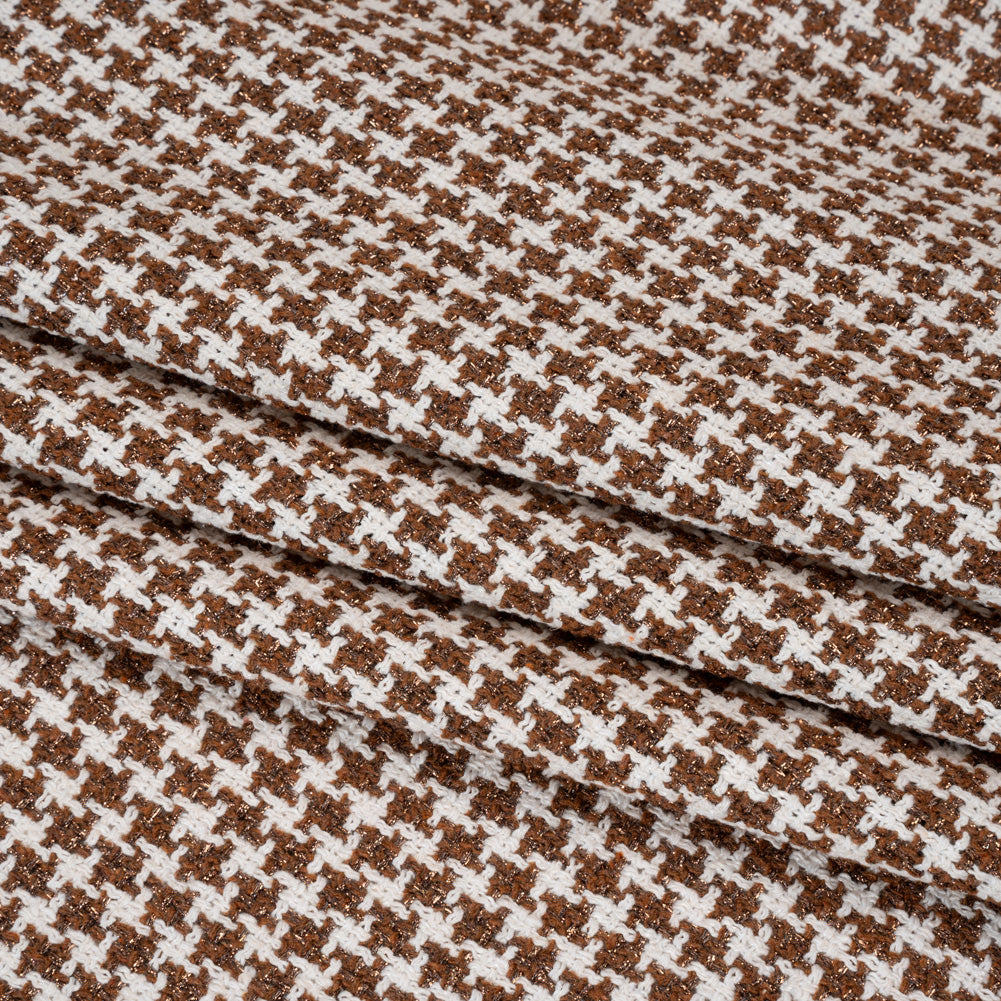 Metallic Tweed - White and Brown Houndstooth - Deadstock Metallic Tweed - White and Brown Houndstooth - Deadstock