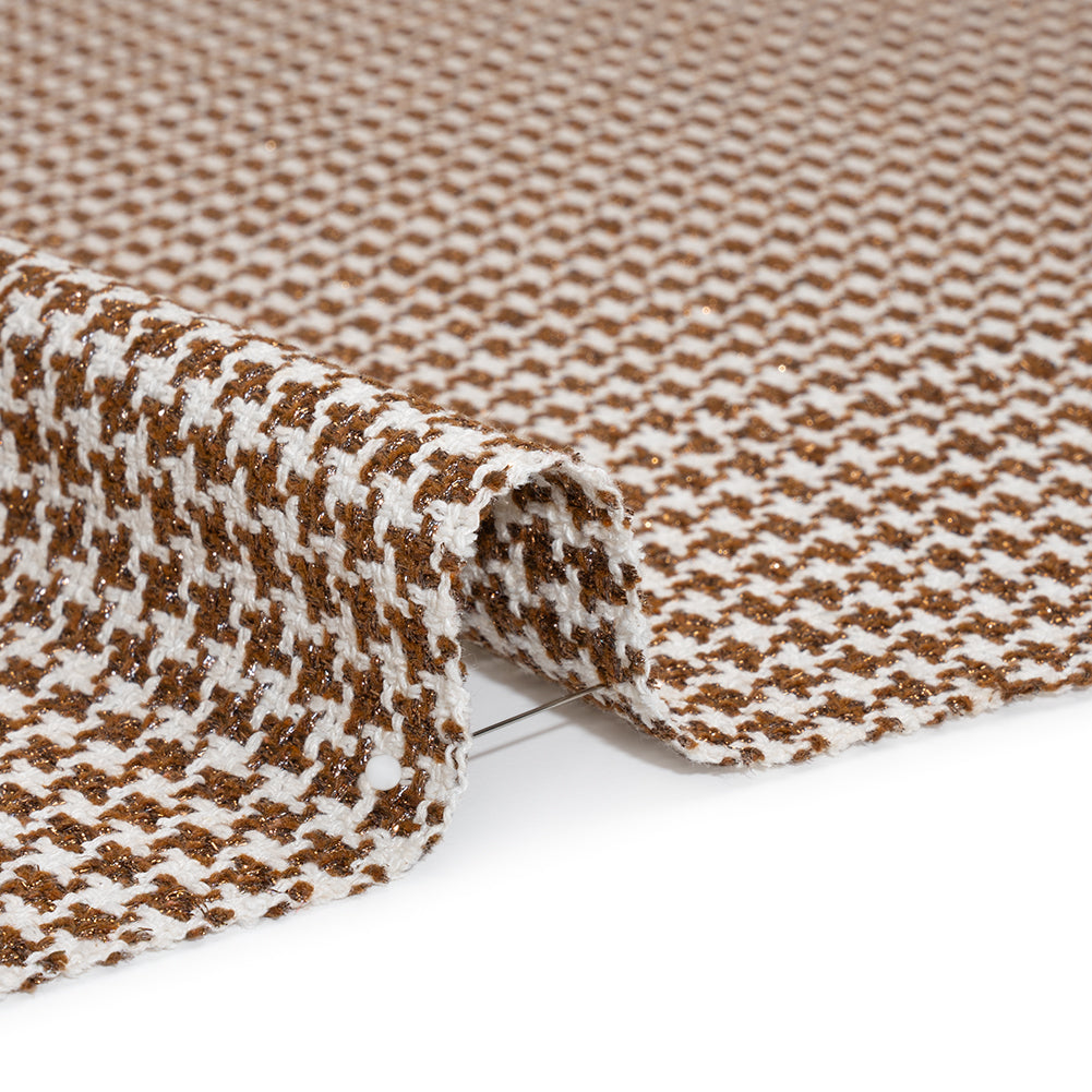 Metallic Tweed - White and Brown Houndstooth - Deadstock Metallic Tweed - White and Brown Houndstooth - Deadstock