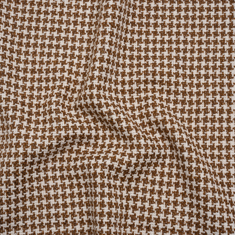 Metallic Tweed - White and Brown Houndstooth - Deadstock Metallic Tweed - White and Brown Houndstooth - Deadstock