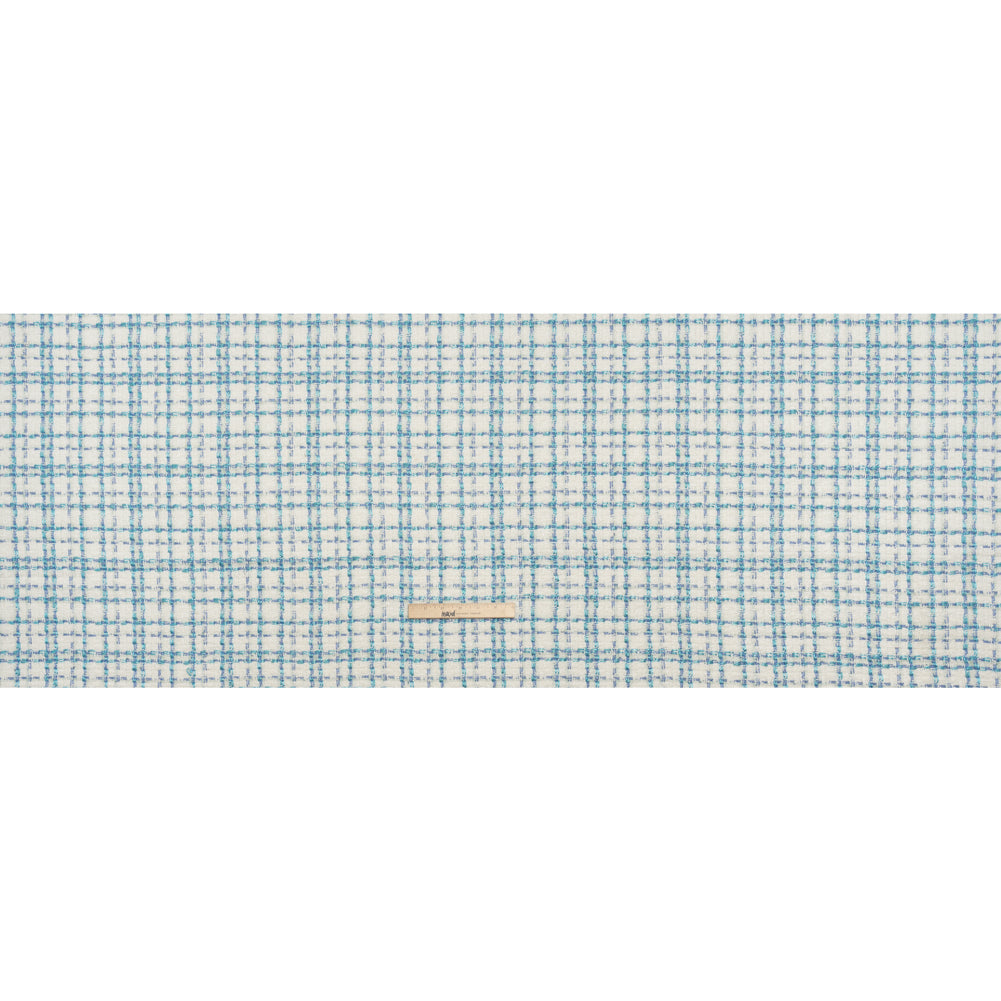 Metallic Boucle Tweed - Country Blue, Turquoise and White Plaid - Deadstock Metallic Boucle Tweed - Country Blue, Turquoise and White Plaid - Deadstock
