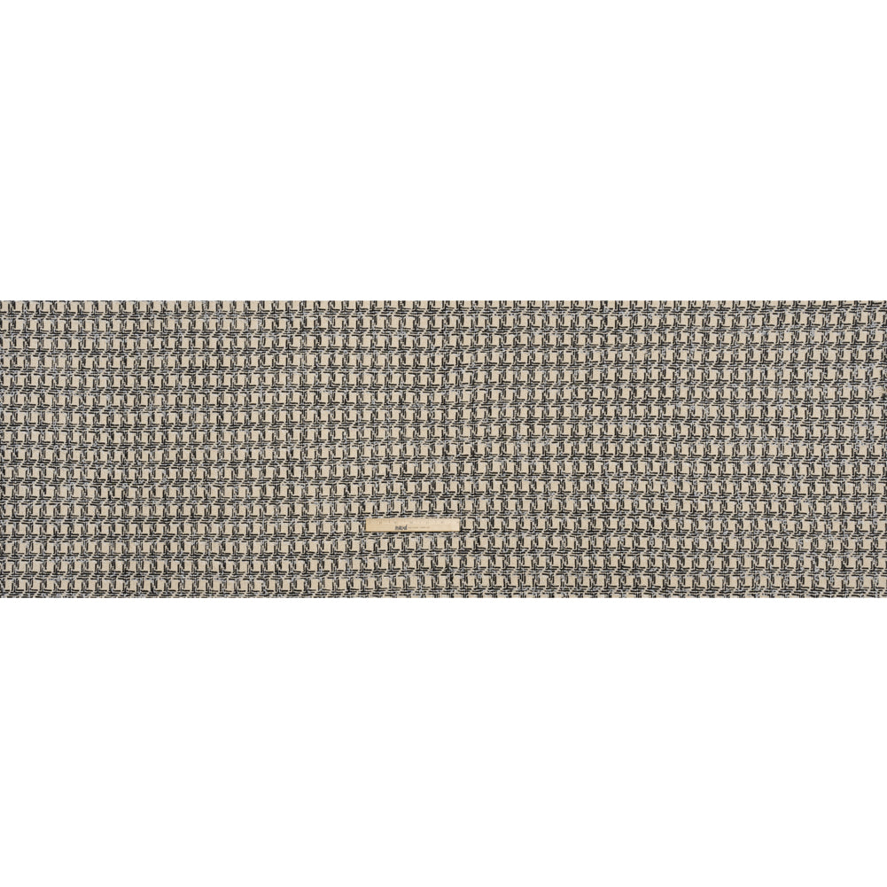 Wool Blend Boucle Tweed - Ivory and Black Houndstooth - Deadstock Wool Blend Boucle Tweed - Ivory and Black Houndstooth - Deadstock