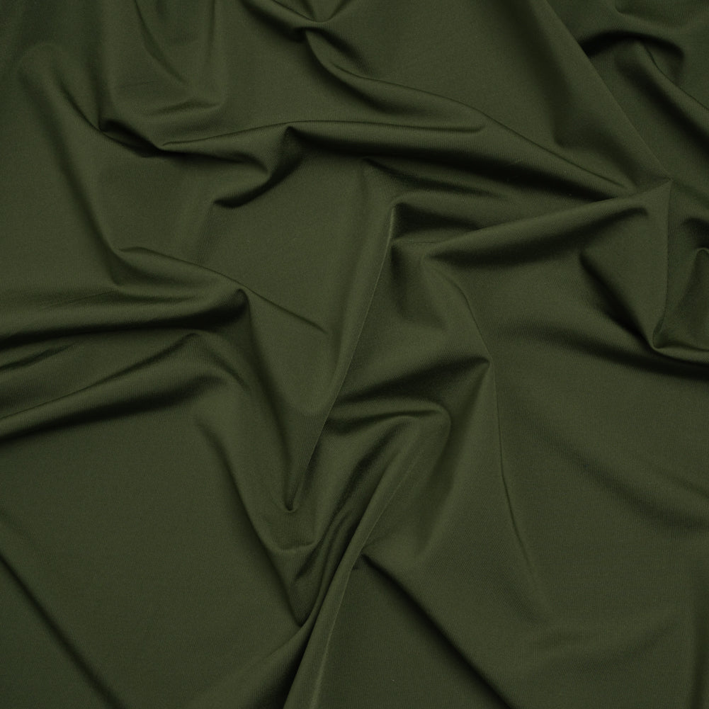 Stretch Nylon Interlock Knit - Olive Green - Designer Deadstock Stretch Nylon Interlock Knit - Olive Green - Designer Deadstock