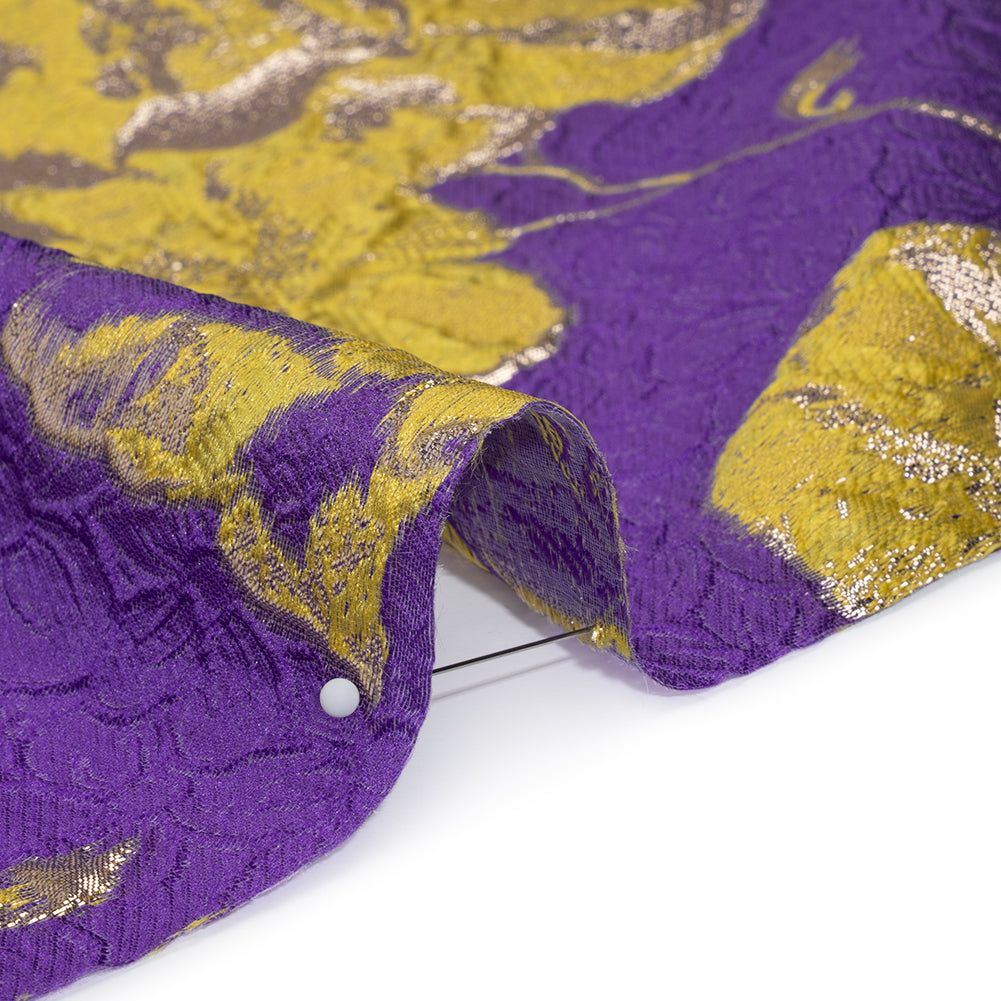 Metallic Brocade - Purple, Yellow and Gold Flowers on Flowers Metallic Brocade - Purple, Yellow and Gold Flowers on Flowers