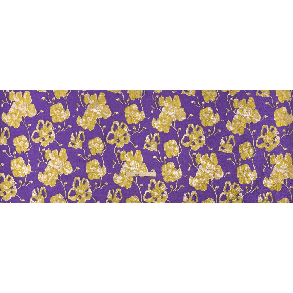 Metallic Brocade - Purple, Yellow and Gold Flowers on Flowers Metallic Brocade - Purple, Yellow and Gold Flowers on Flowers