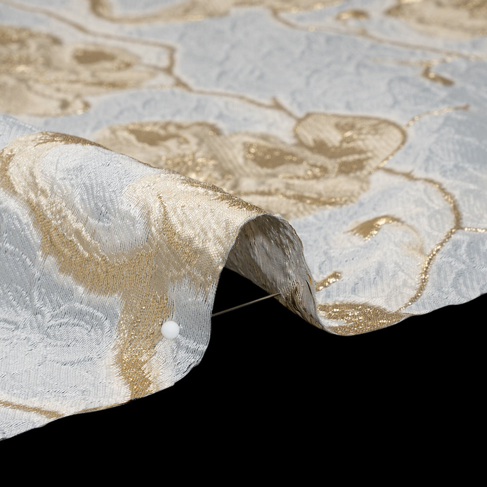 Metallic Brocade - Ivory, Beige, and Gold Flowers on Flowers Metallic Brocade - Ivory, Beige, and Gold Flowers on Flowers
