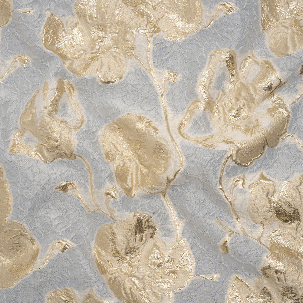 Metallic Brocade - Ivory, Beige, and Gold Flowers on Flowers Metallic Brocade - Ivory, Beige, and Gold Flowers on Flowers