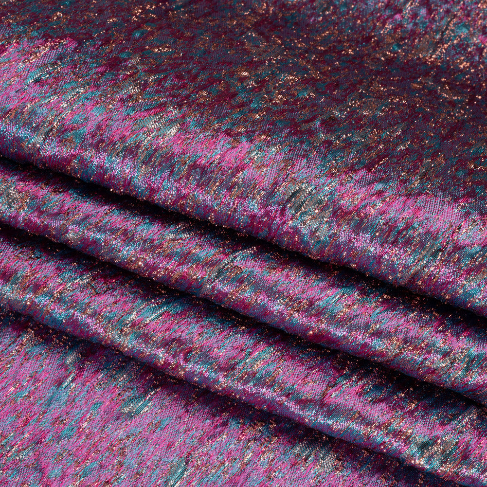 Metallic Brocade - Magenta, Turquoise and Rose Gold Mottled Abstract Metallic Brocade - Magenta, Turquoise and Rose Gold Mottled Abstract