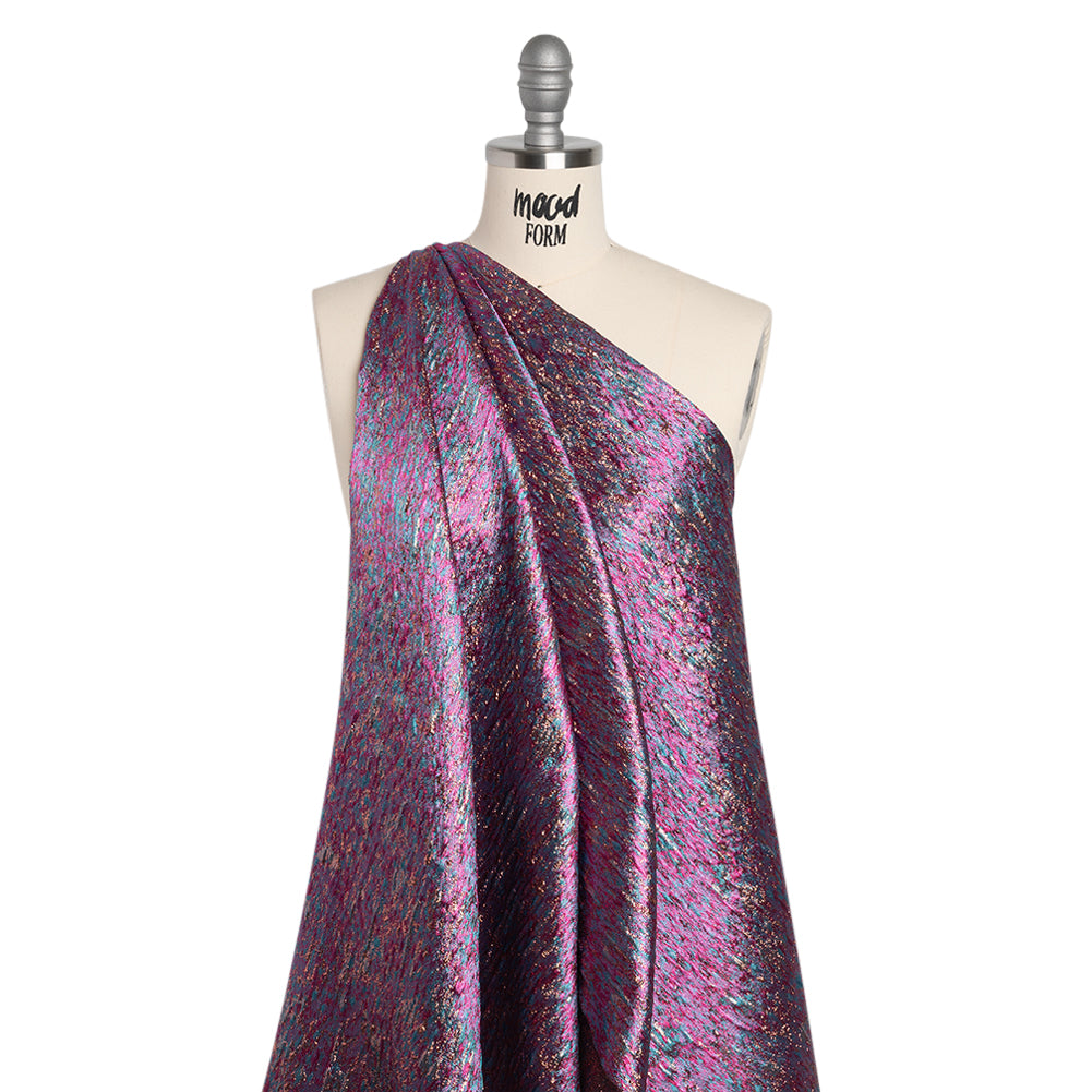 Metallic Brocade - Magenta, Turquoise and Rose Gold Mottled Abstract Metallic Brocade - Magenta, Turquoise and Rose Gold Mottled Abstract