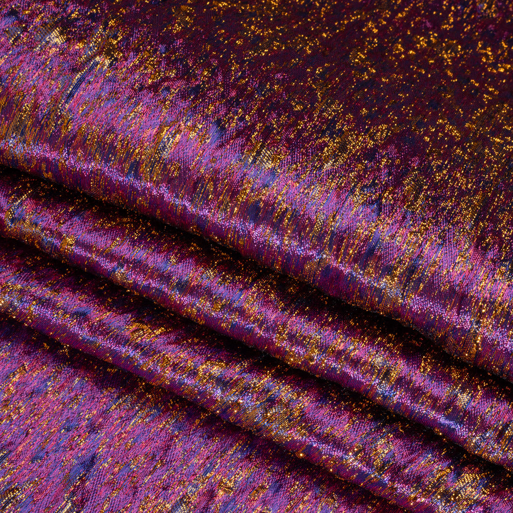 Metallic Brocade - Purple, Royal Blue and Yellow Gold Mottled Abstract Metallic Brocade - Purple, Royal Blue and Yellow Gold Mottled Abstract