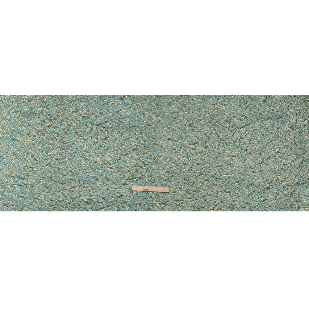 Metallic Brocade - Sky Blue, Turquoise and Gold Mottled Abstract Metallic Brocade - Sky Blue, Turquoise and Gold Mottled Abstract