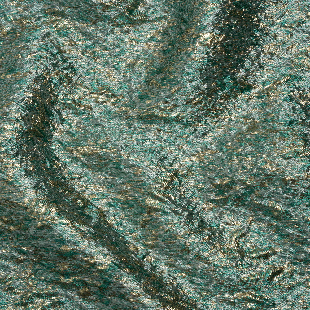 Metallic Brocade - Sky Blue, Turquoise and Gold Mottled Abstract Metallic Brocade - Sky Blue, Turquoise and Gold Mottled Abstract