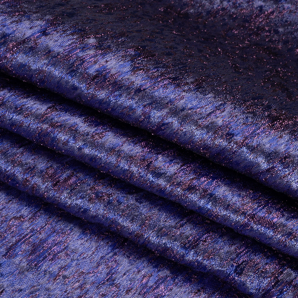Metallic Brocade - Periwinkle, Royal Blue and Purple Mottled Abstract Metallic Brocade - Periwinkle, Royal Blue and Purple Mottled Abstract