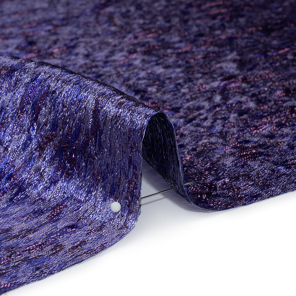 Metallic Brocade - Periwinkle, Royal Blue and Purple Mottled Abstract Metallic Brocade - Periwinkle, Royal Blue and Purple Mottled Abstract