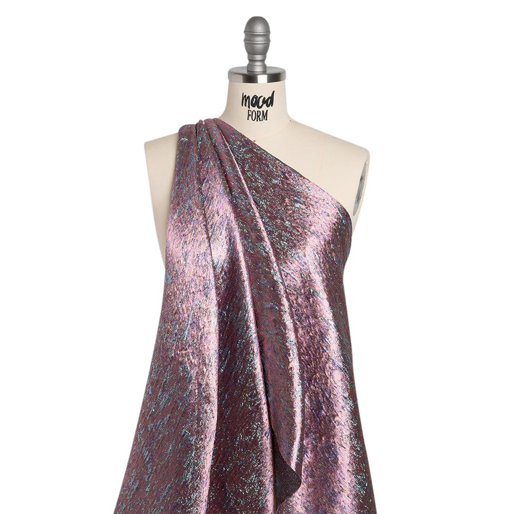 Metallic Brocade - Peach, Pale Pink and Sky Blue Mottled Abstract Metallic Brocade - Peach, Pale Pink and Sky Blue Mottled Abstract