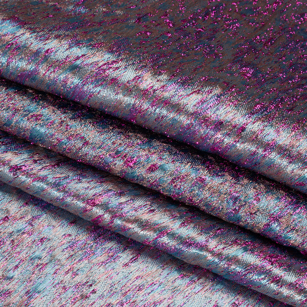 Metallic Brocade - Beige, Blue and Magenta Mottled Abstract Metallic Brocade - Beige, Blue and Magenta Mottled Abstract