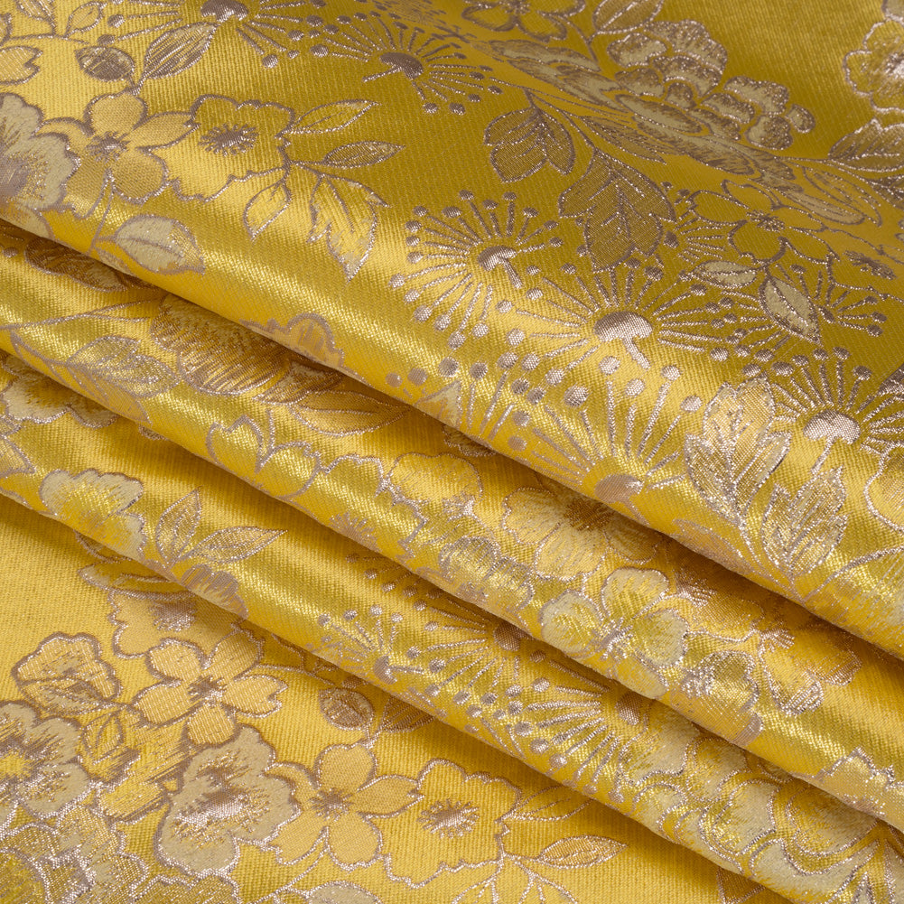 Metallic Brocade - Sunshine Yellow and Gold Flower Garden Metallic Brocade - Sunshine Yellow and Gold Flower Garden