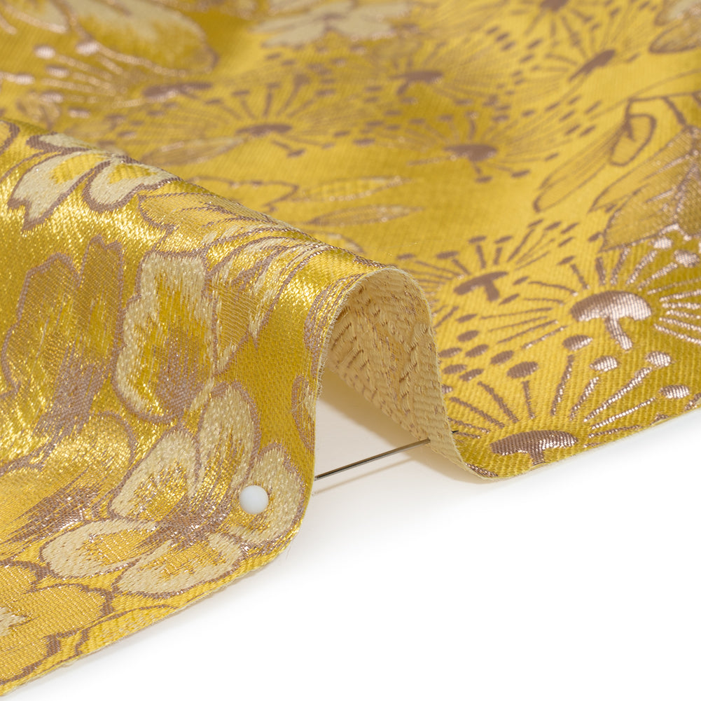 Metallic Brocade - Sunshine Yellow and Gold Flower Garden Metallic Brocade - Sunshine Yellow and Gold Flower Garden
