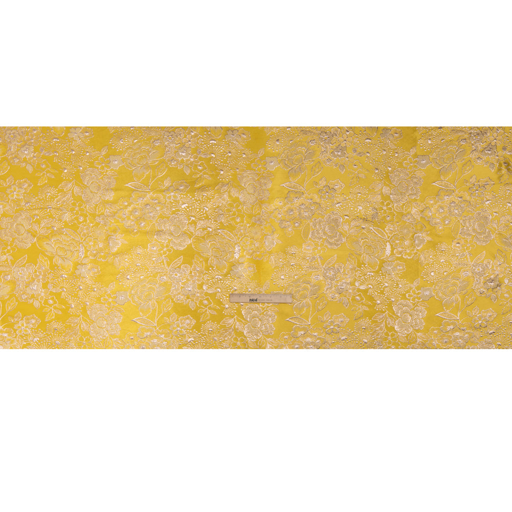 Metallic Brocade - Sunshine Yellow and Gold Flower Garden Metallic Brocade - Sunshine Yellow and Gold Flower Garden